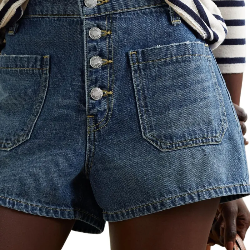 NILI LOTAN Denim Shorts Women's Blue-2