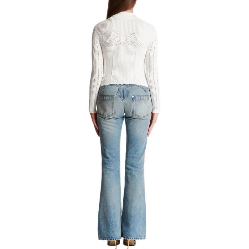BALMAIN Cropped Ribbed knit Cardigan-3