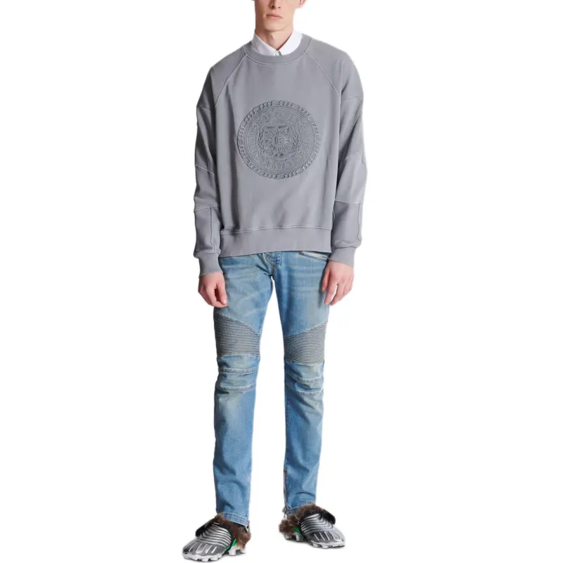 BALMAIN Sweatshirts Men Gray-2