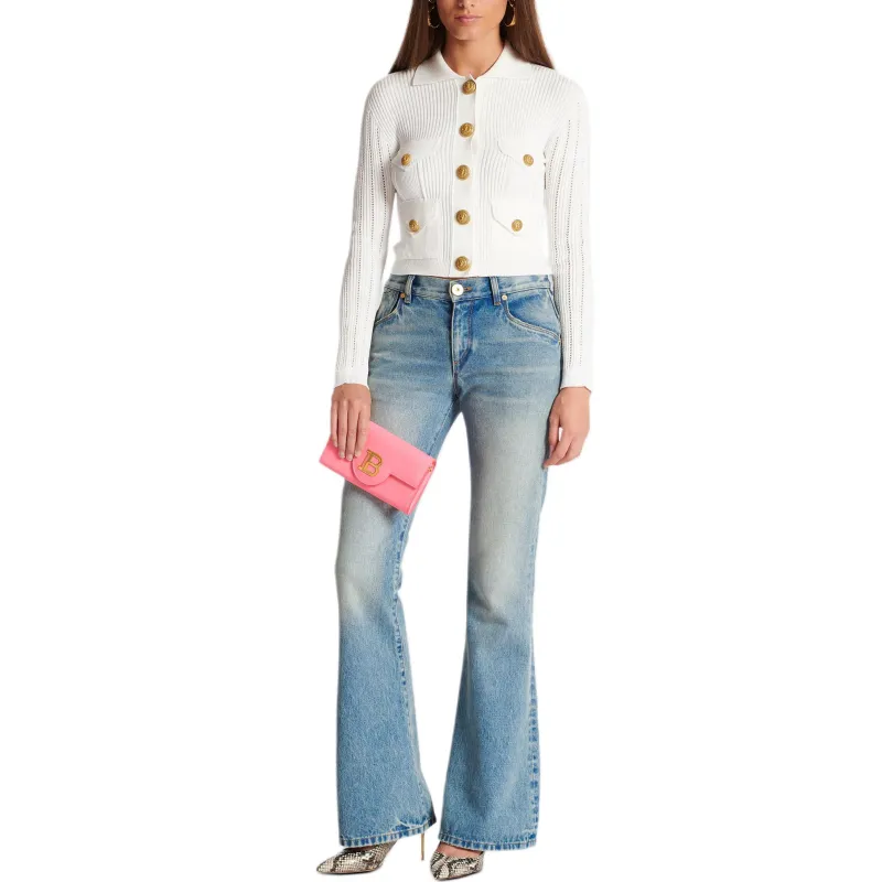 BALMAIN Cropped Ribbed knit Cardigan-2