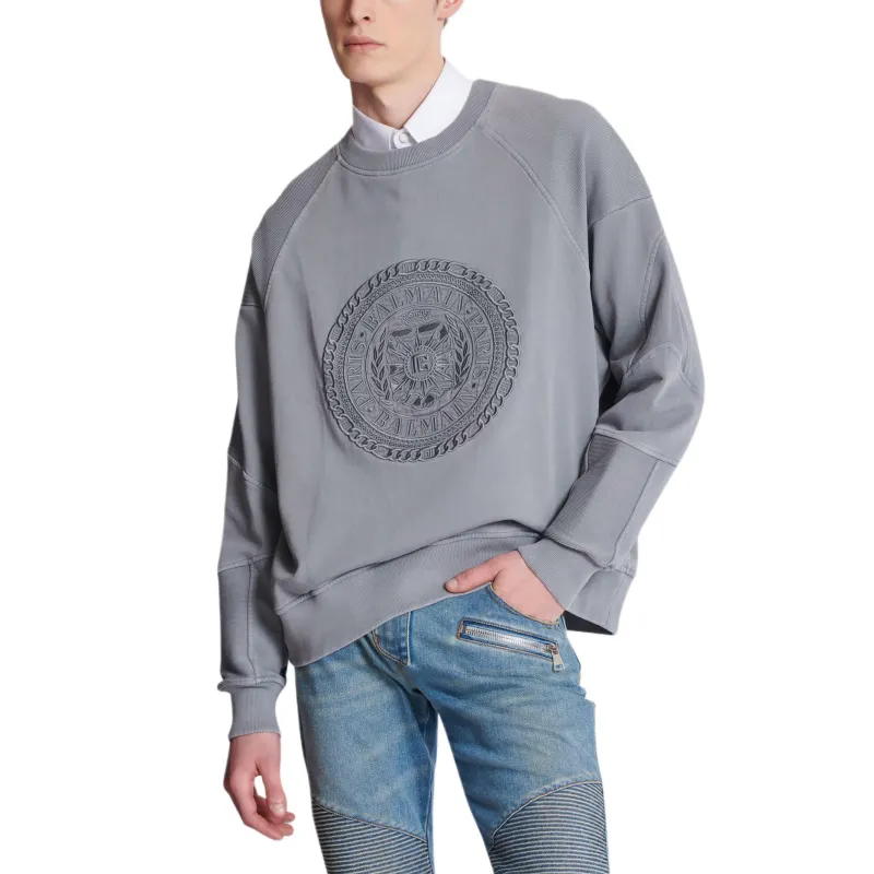 BALMAIN Sweatshirts Men Gray-3