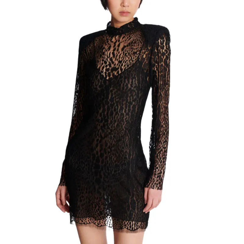 BALMAIN Long Sleeved Dress Women's Black-5