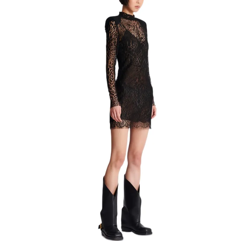 BALMAIN Long Sleeved Dress Women's Black-4