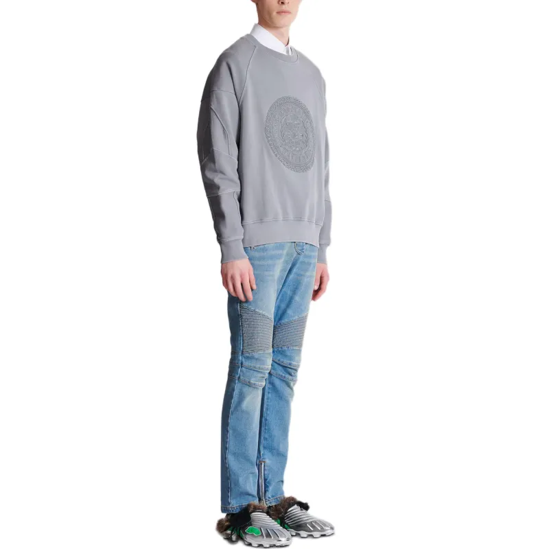 BALMAIN Sweatshirts Men Gray-4