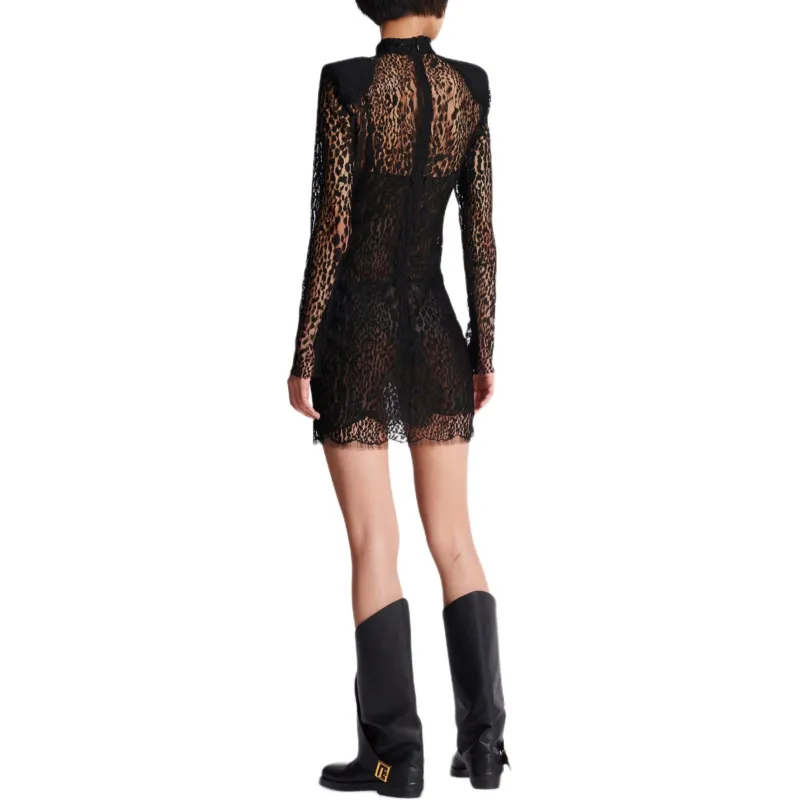 BALMAIN Long Sleeved Dress Women's Black-3