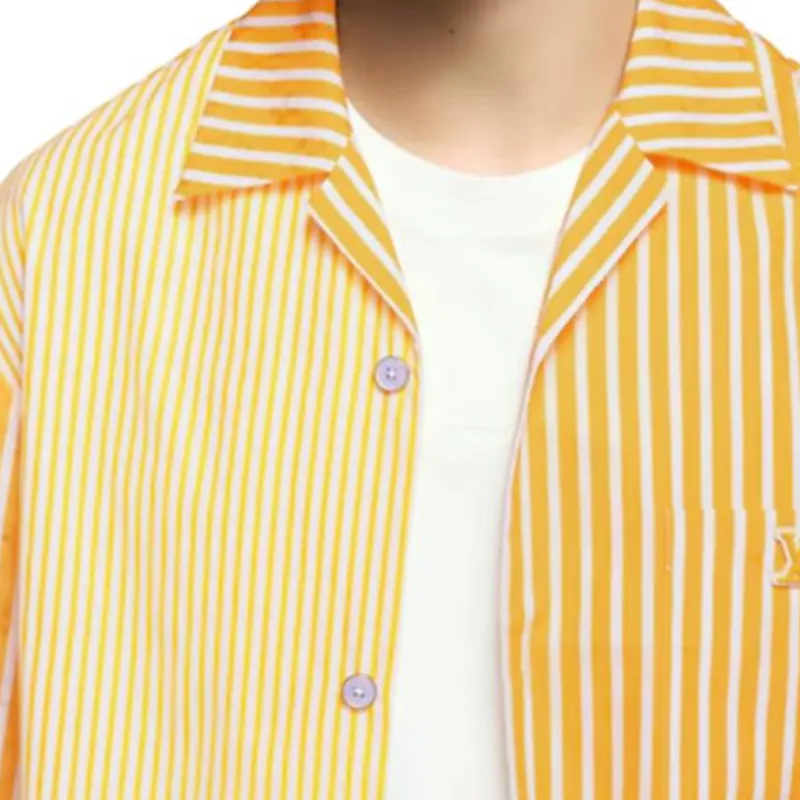 LOUIS VUITTON Monogram Striped Patchwork Short Sleeved Shirt-5
