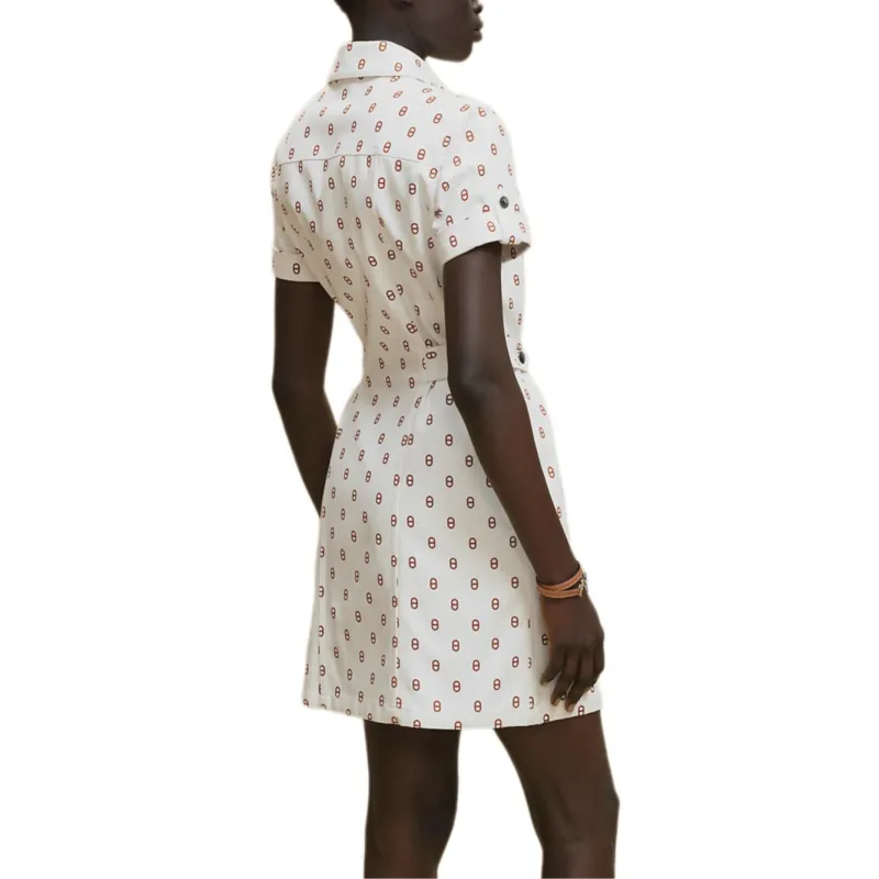 HERMES Short Sleeved Dress Women's White-1
