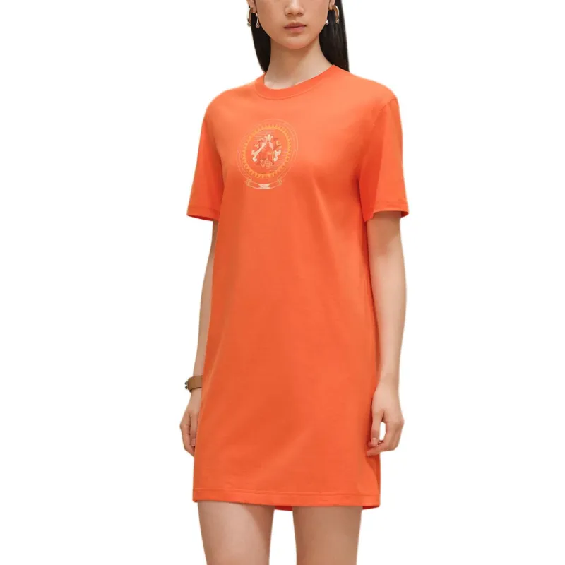 HERMES FW25 Short Sleeved Dress Women's Orange-1