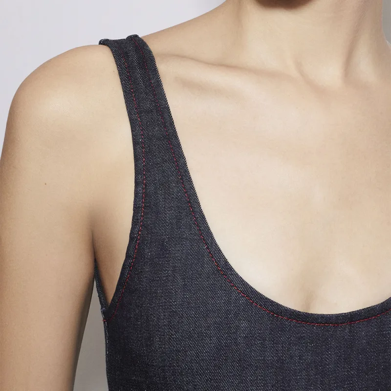 Alaia Sleeveless Denim Bodysuit-5