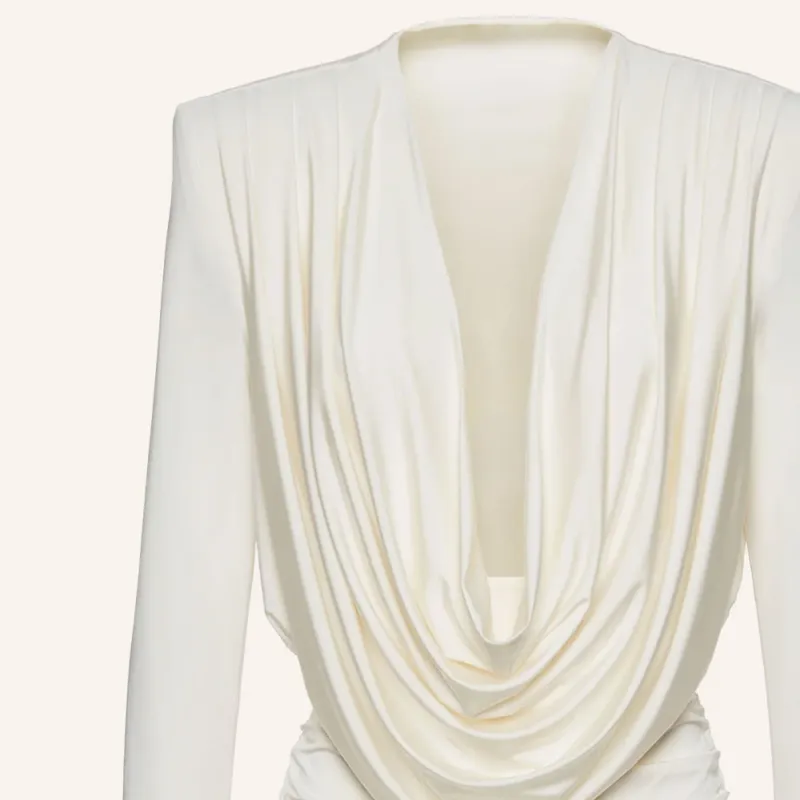 Magda Butrym Long Sleeved Draped Mini Dress-4