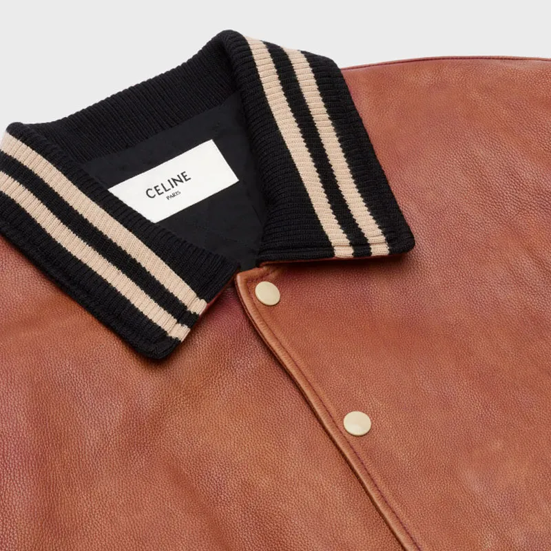CELINE Leather Jackets Men Peach Pink-3