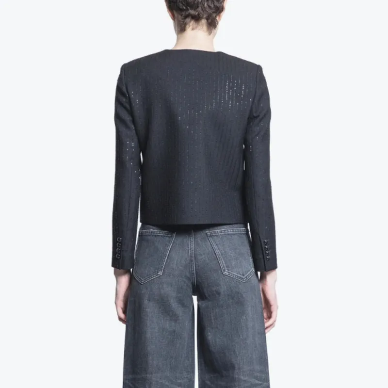 CELINE Chelsea Jacket With Sequins In Double Faced Wool-3