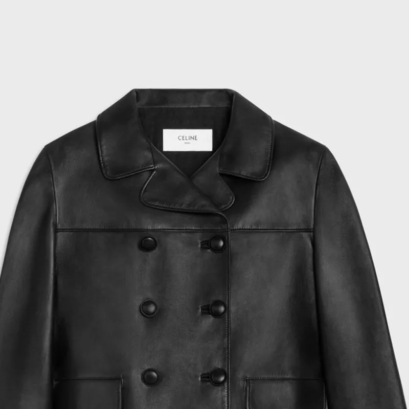 CELINE Leather Jacket Women's Black-3