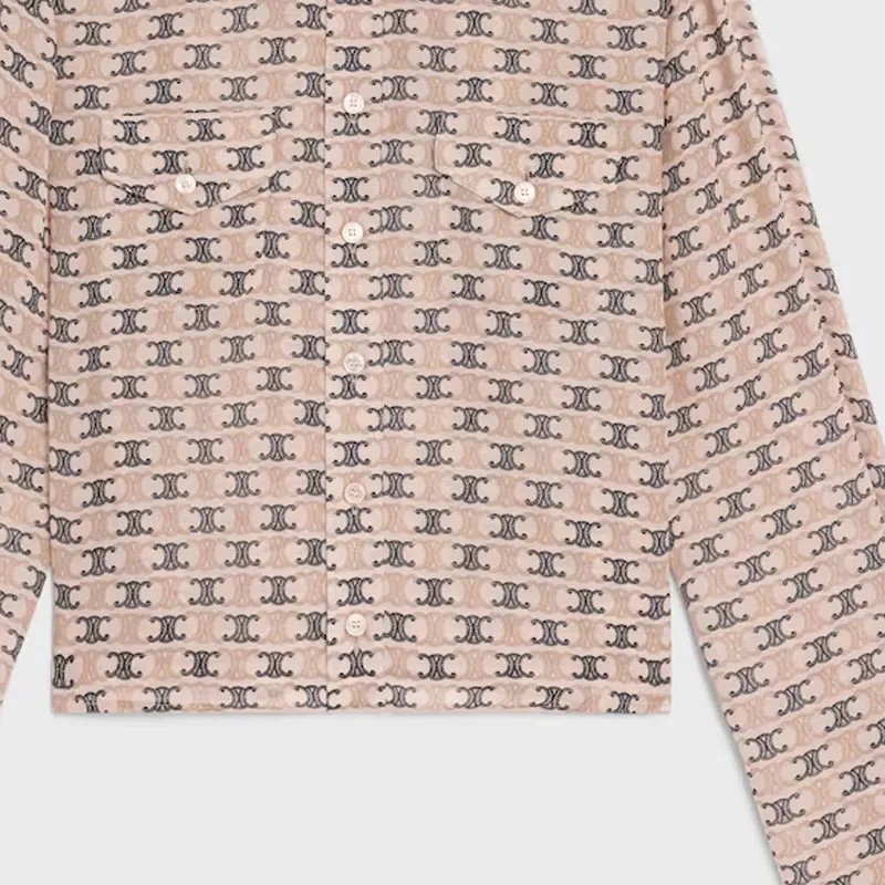 CELINE Cropped Shirt In Silk Georgette-4