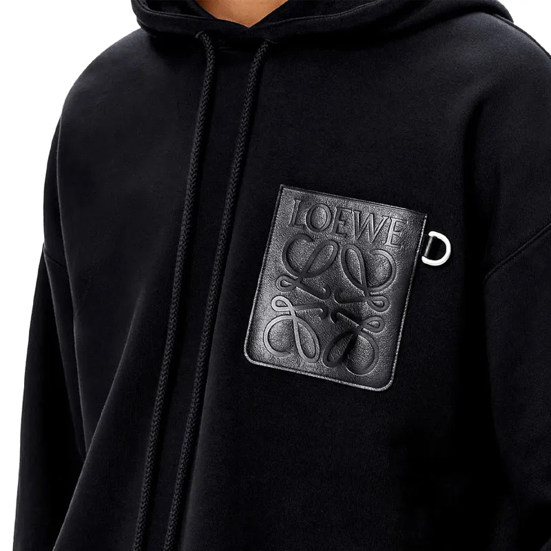 LOEWE Anagram Leather Patch Hoodie-4