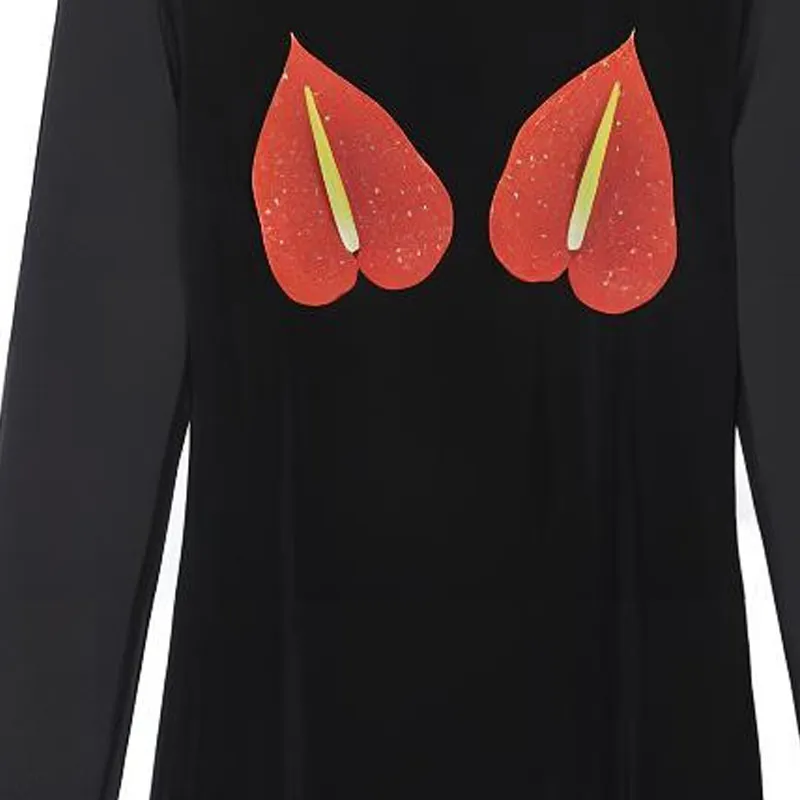 LOEWE Anthurium Semi Sheer Mesh Top Black/Red-3