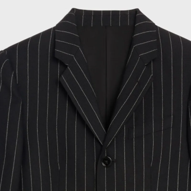 CELINE Carnaby Jacket In Striped Virgin Wool-2
