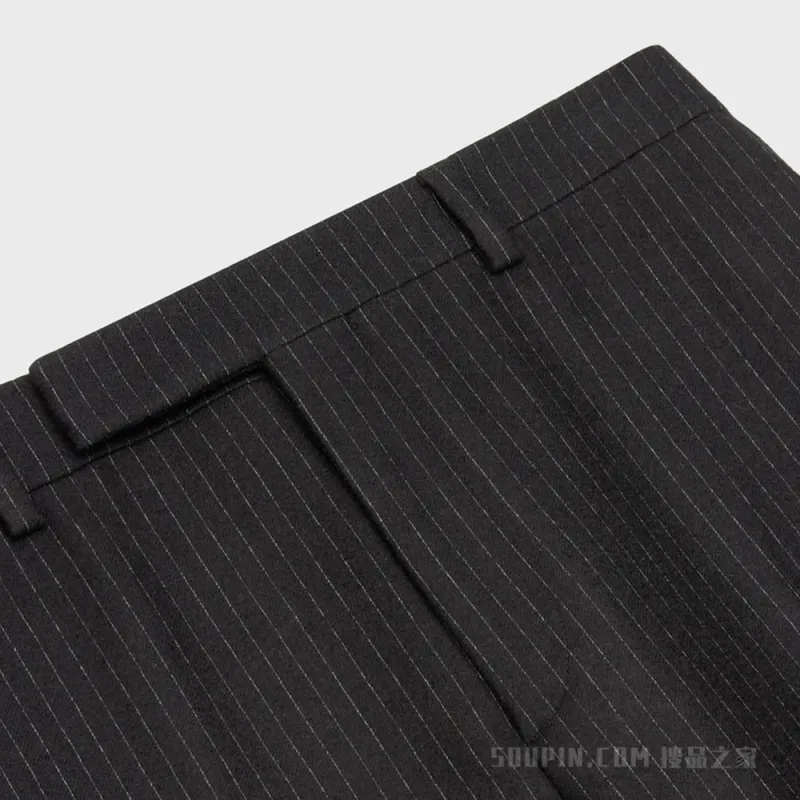 CELINE Flared Cropped Pants In Striped Flannel-3