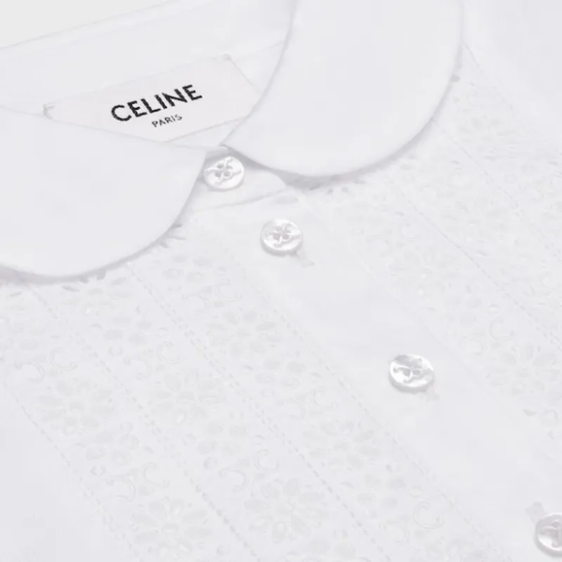 CELINE Babydoll Mini Dress In Striped Cotton Voile-2