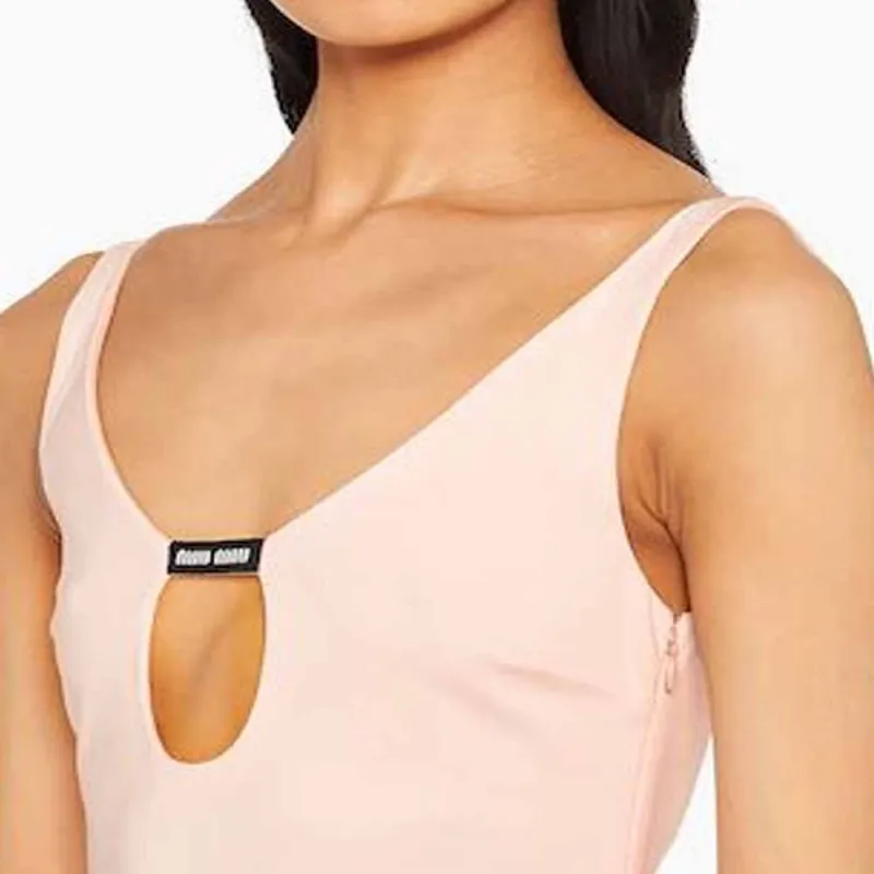 MIU MIU Stretch jersey Keyhole neck Dress-4