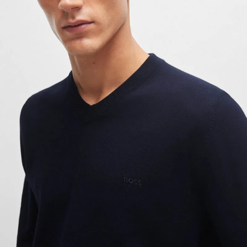 HUGO BOSS V neck Cotton Jumper-4