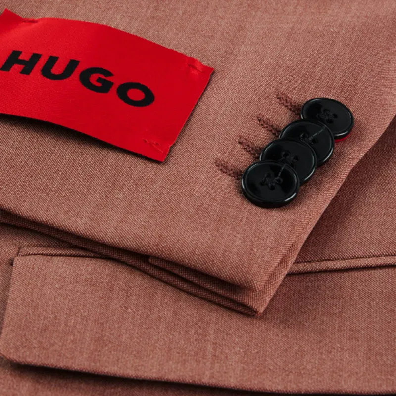 HUGO BOSS Slim-Fit Suit In Mohair-Look Stretch Cloth Business Suits Men's Deep Red-1