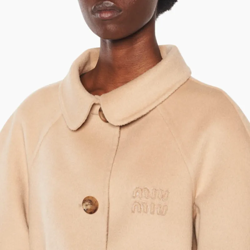 MIU MIU FW22 Velvet feel Coat Women's Khaki-4