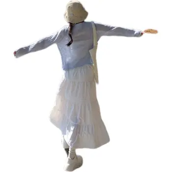 SUSANSAN Casual Long Skirt Women's White