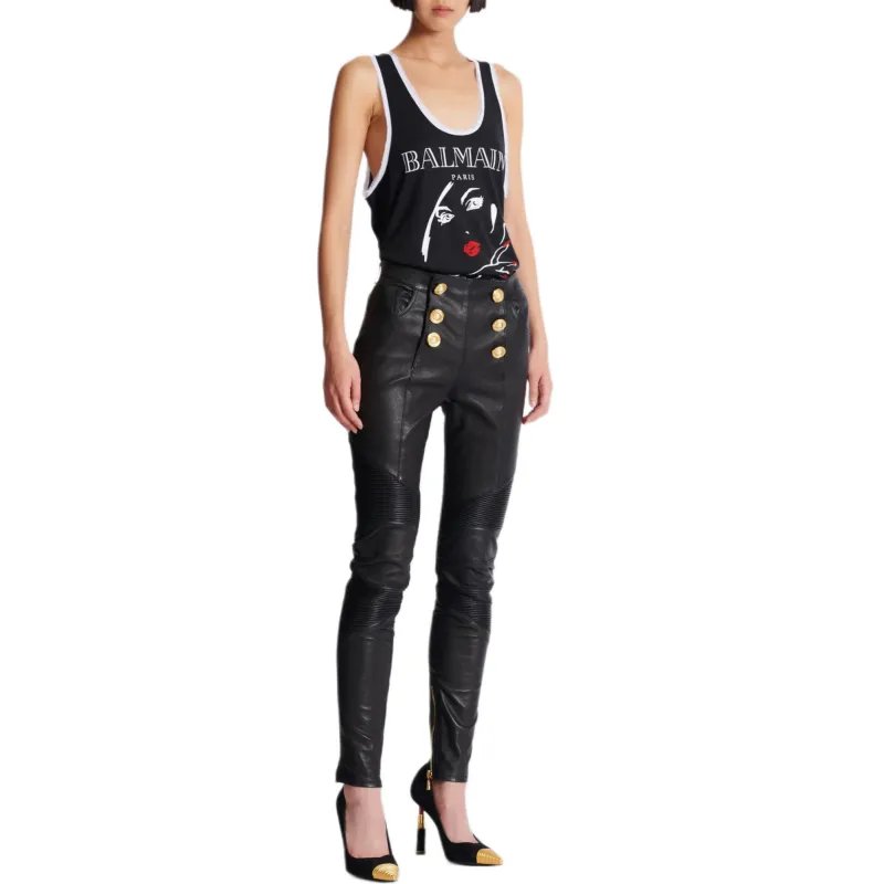 BALMAIN Leather Skinny Trousers-3