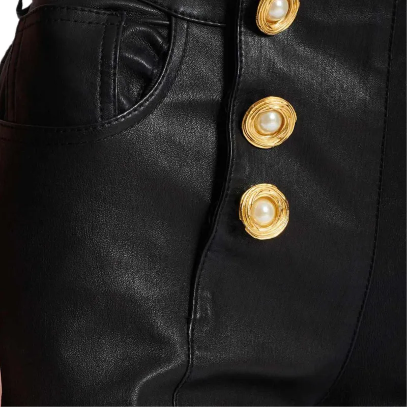 BALMAIN Leather Skinny Trousers-5