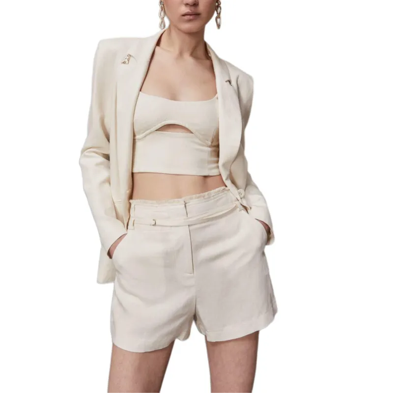 Patrizia Pepe SS25 Casual Shorts Women's Ecru-2