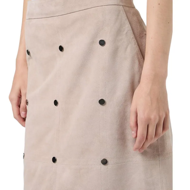 Iceberg Leather Long Skirt Women's Dark Khaki-5