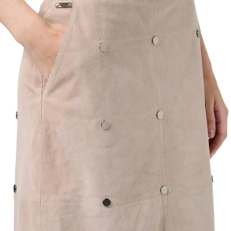 Iceberg Leather Long Skirt Women's Dark Khaki-4