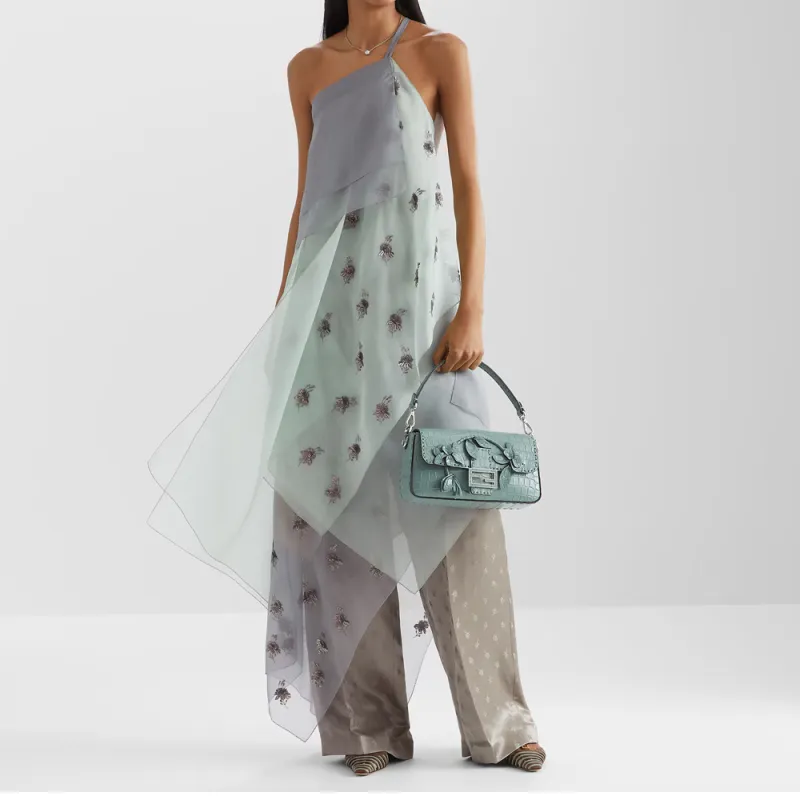 FENDI SS25 Slip Dress Women's Light Blue-5