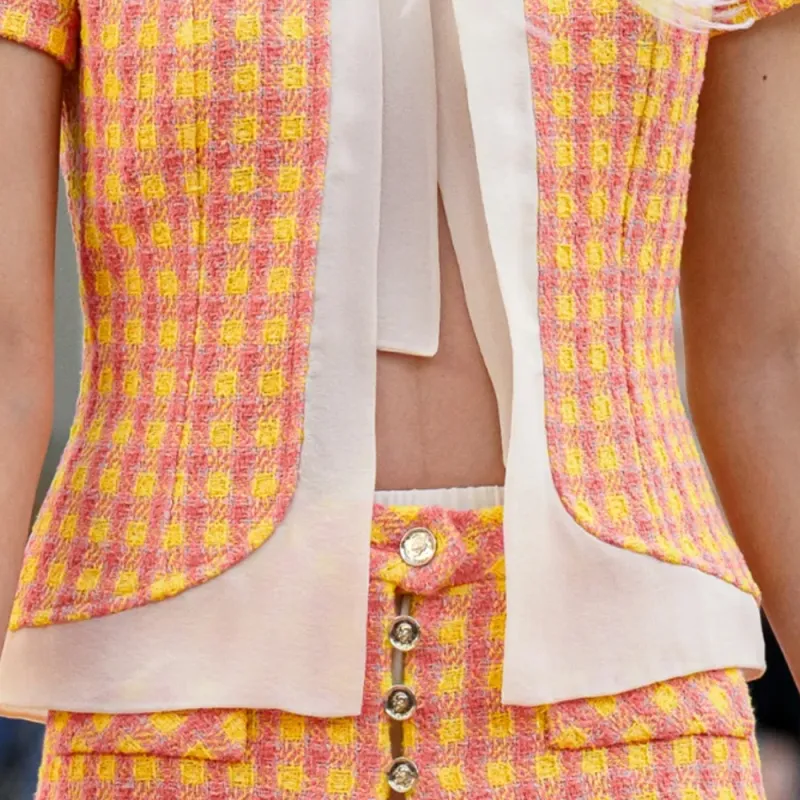 CHANEL 25S Spring Summer Collection Casual Short Skirts Women's Pink Yellow-4