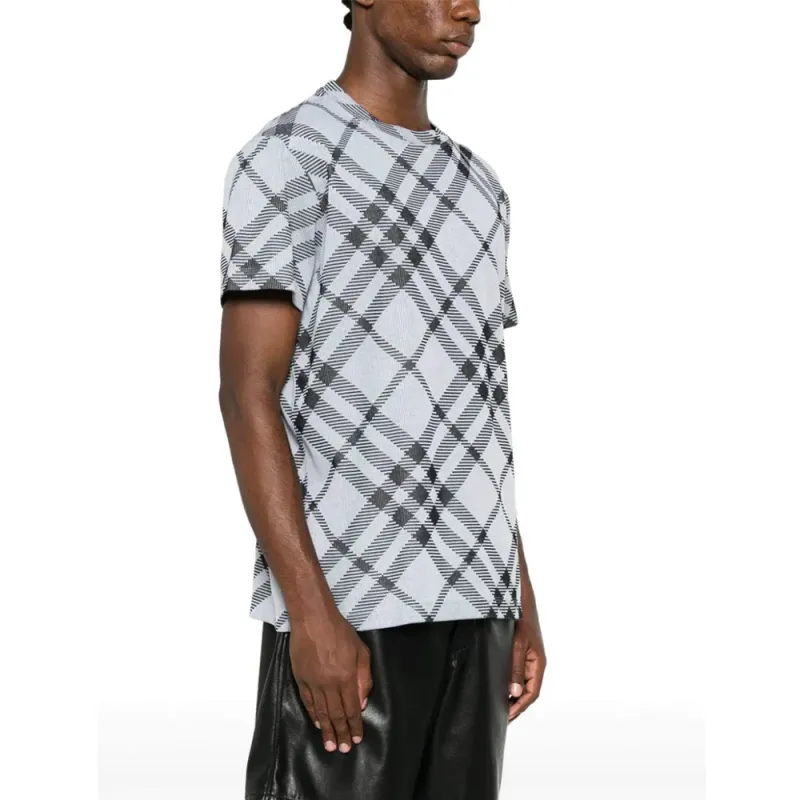 Burberry Check Printed Crewneck T Shirt-3