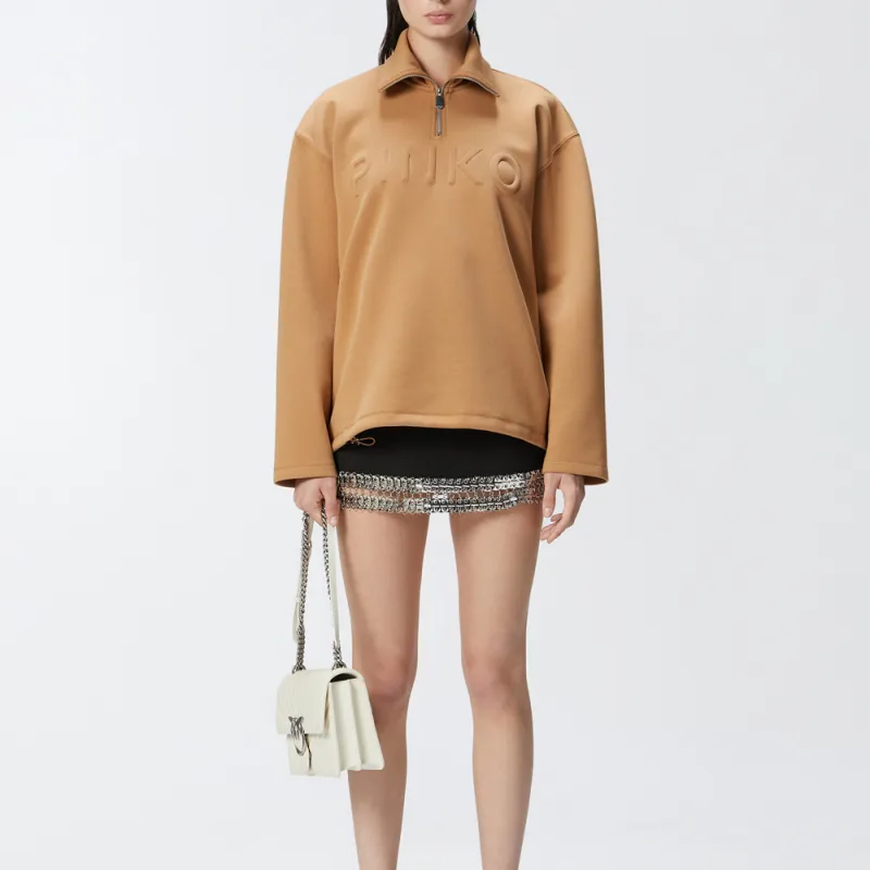 PINKO Logo Embossed Zip Up Sweatshirt-2