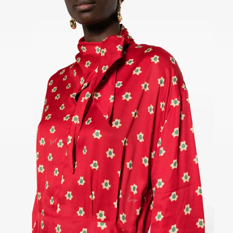 KENZO Teddy Flower Pleated Midi Dress-7