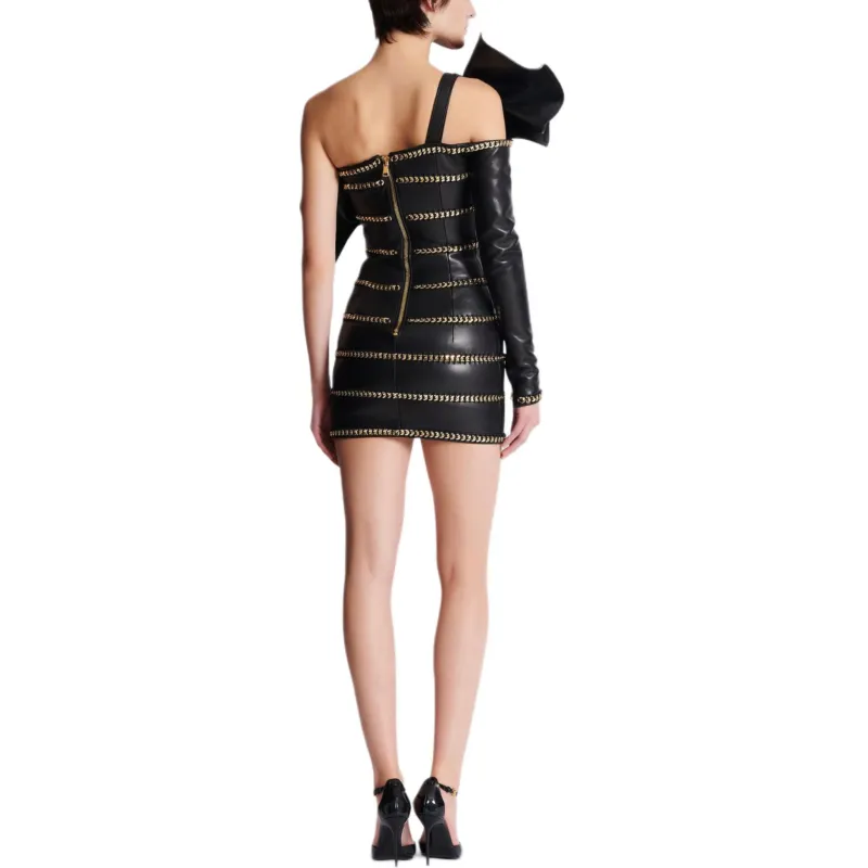 BALMAIN Long Sleeved Dress Women's Black-4
