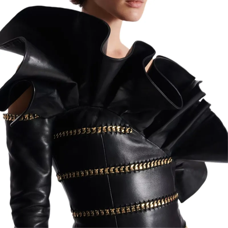 BALMAIN Long Sleeved Dress Women's Black-7