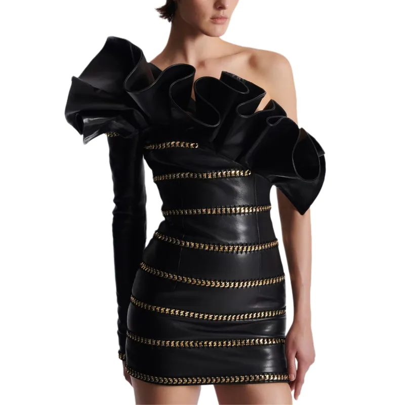 BALMAIN Long Sleeved Dress Women's Black-2