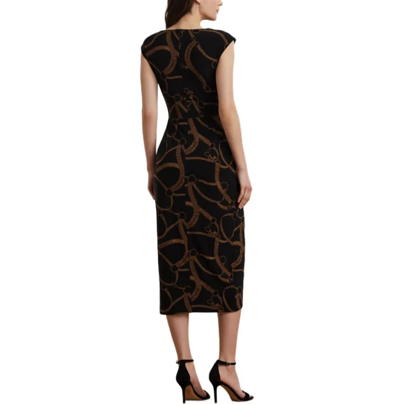 Polo Ralph Lauren Short Sleeved Dress Women's Black Brown-2