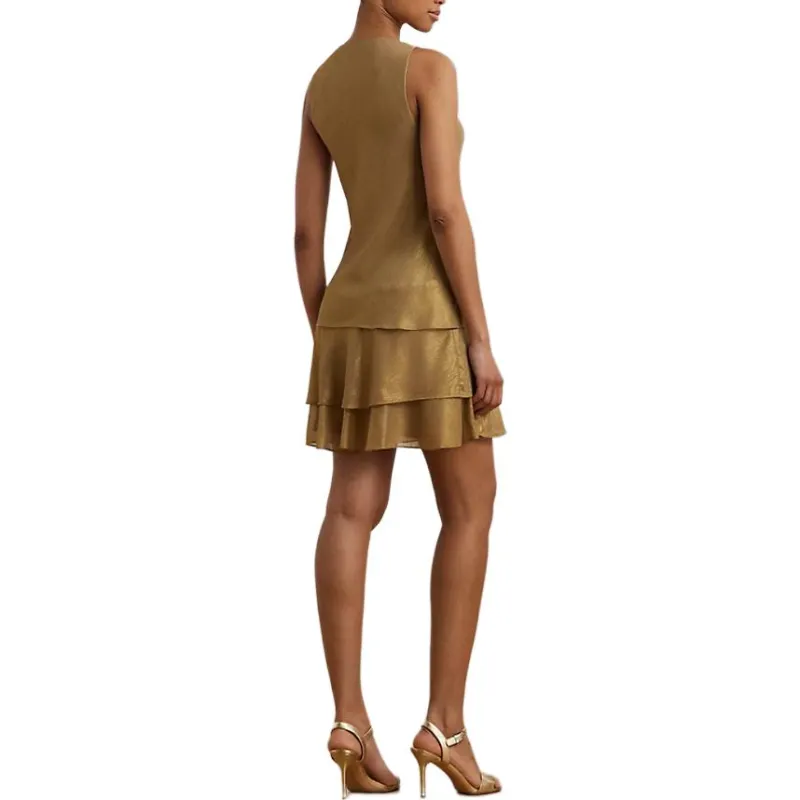LAUREN RALPH LAUREN Sleeveless Dress Women's Gold-3