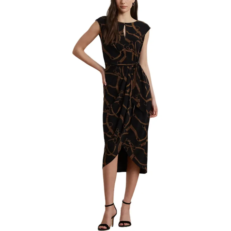 Polo Ralph Lauren Short Sleeved Dress Women's Black Brown-1