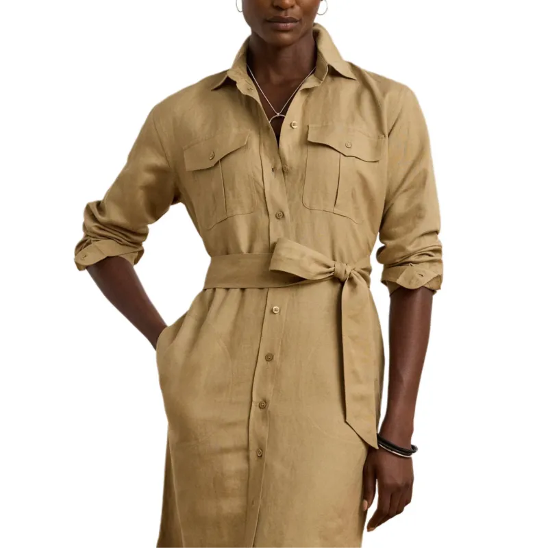 LAUREN RALPH LAUREN Long Sleeved Dress Women's Birch Brown-3