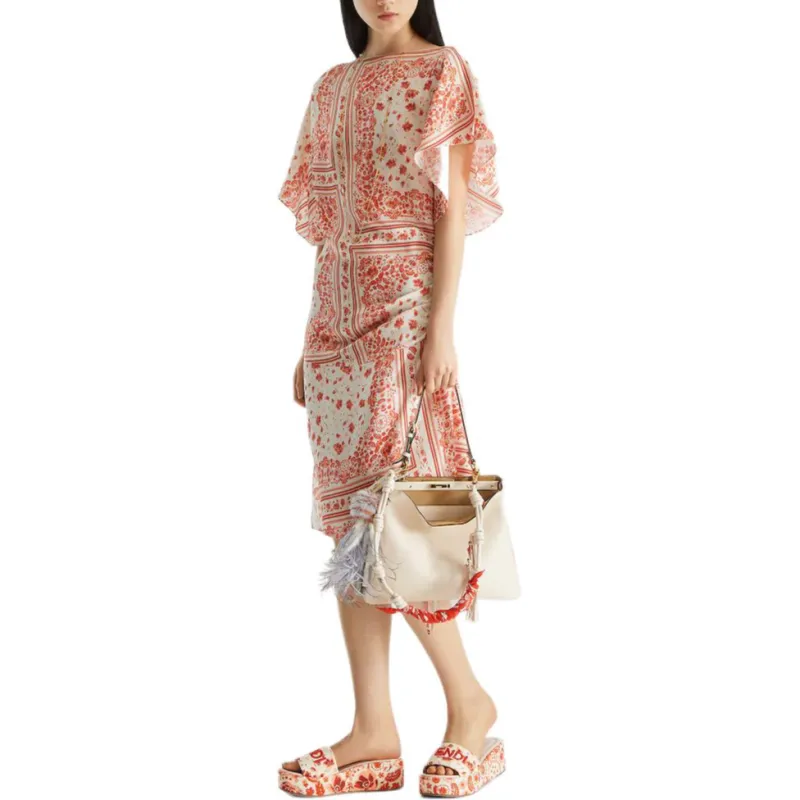 FENDI Short Sleeved Dress Women's White-2