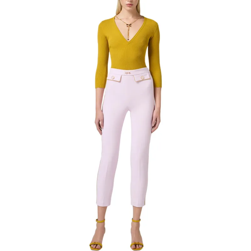 Elisabetta Franchi Piped trim Crepe Slim fit Trousers-1
