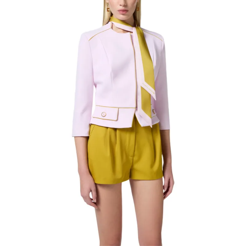 Elisabetta Franchi Two Tone Foulard Scarf Detailed Crêpe Jacket-1