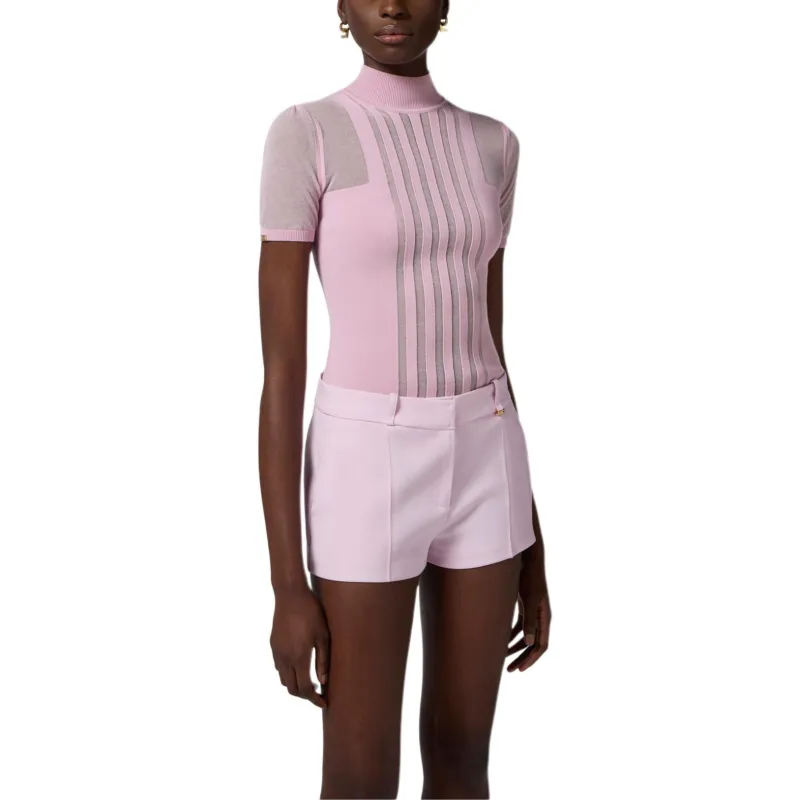 Elisabetta Franchi Transparency Detailed High Collared Top-3
