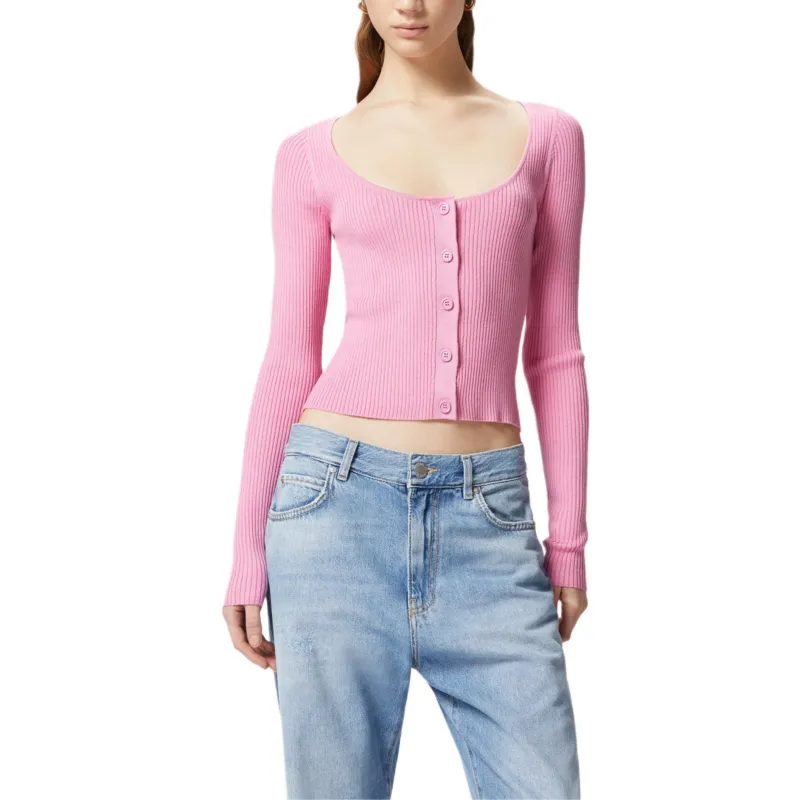 PINKO Ribbed Cropped Cardigan-2